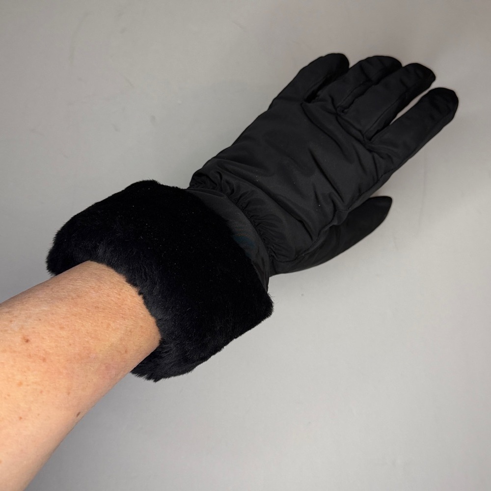 UGG Shearling Fur-Trimmed and Nylon Lined Gloves Womens L/XL - Picture 2 of 7